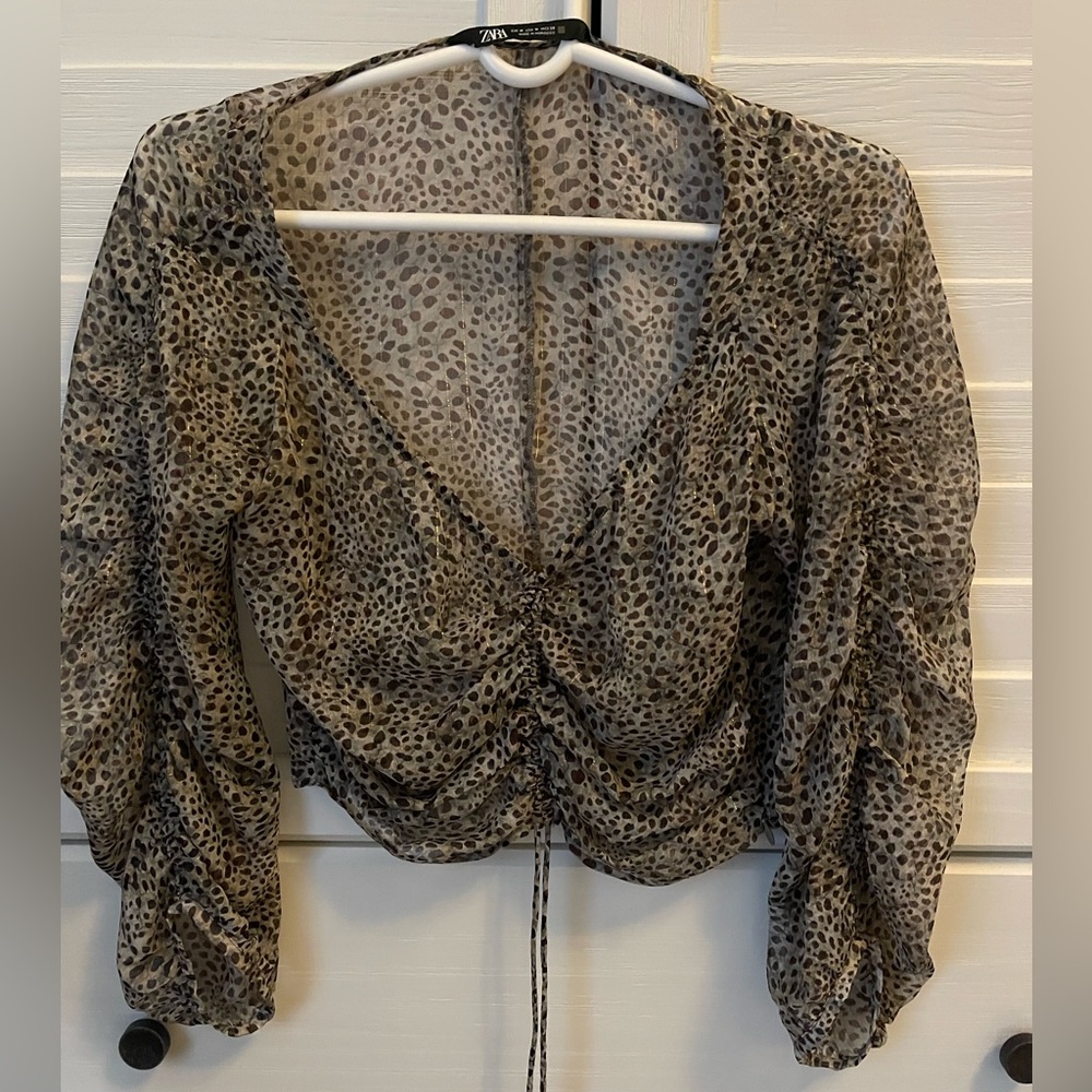 Zara animal print sheer shirt